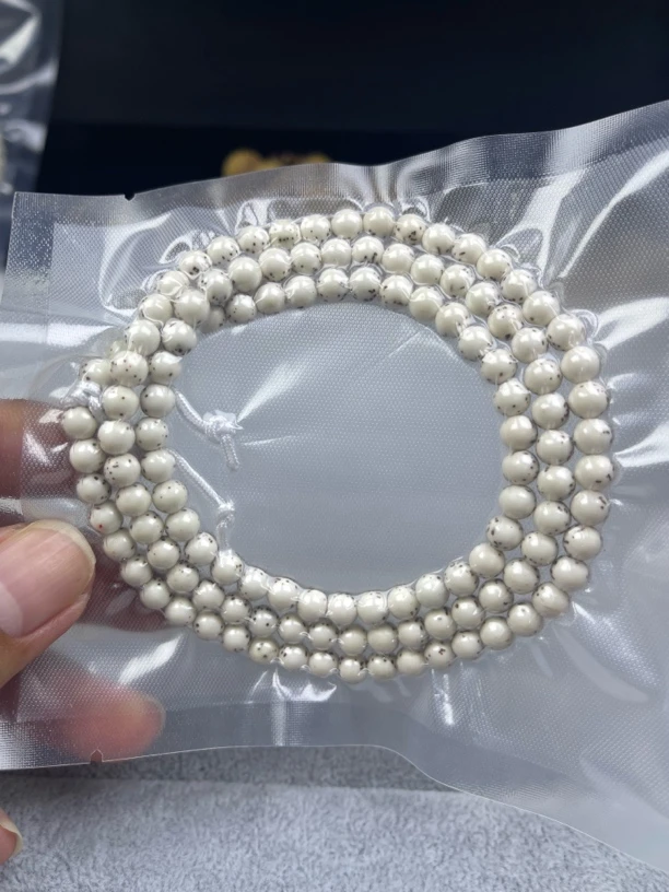 6 圆毕业级冰种料双留白海南星月菩提圆珠长串