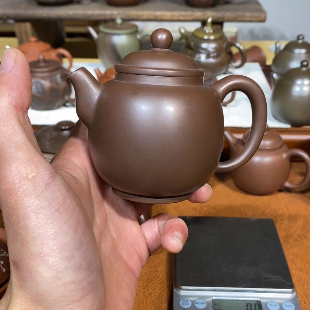 m*茄皮紫色宫灯壶160ml坭兴陶手工制作