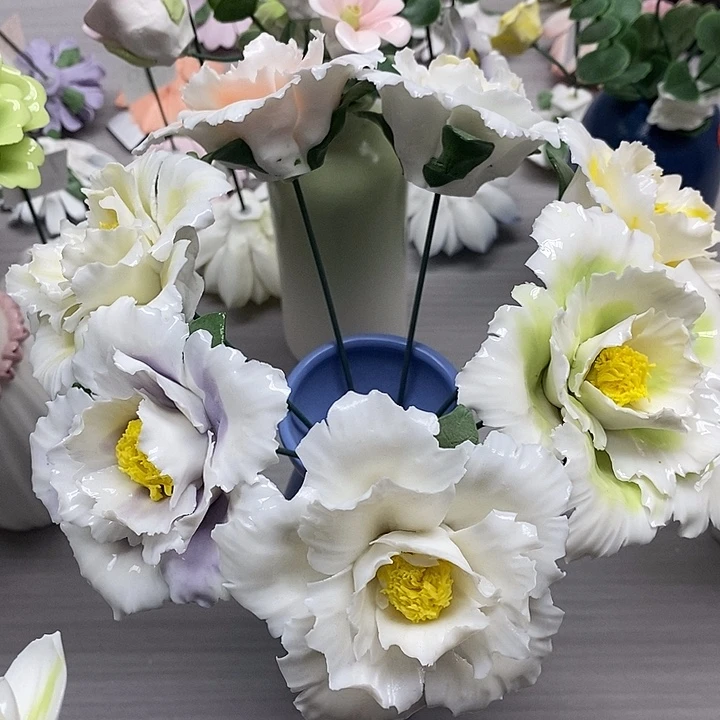 陶瓷陶瓷材料加工7朵脆牡丹