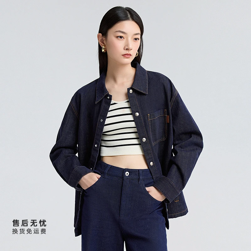 DEEP BREATH深呼吸休闲牛仔外套多口袋复古廓形百搭外套女A401317
