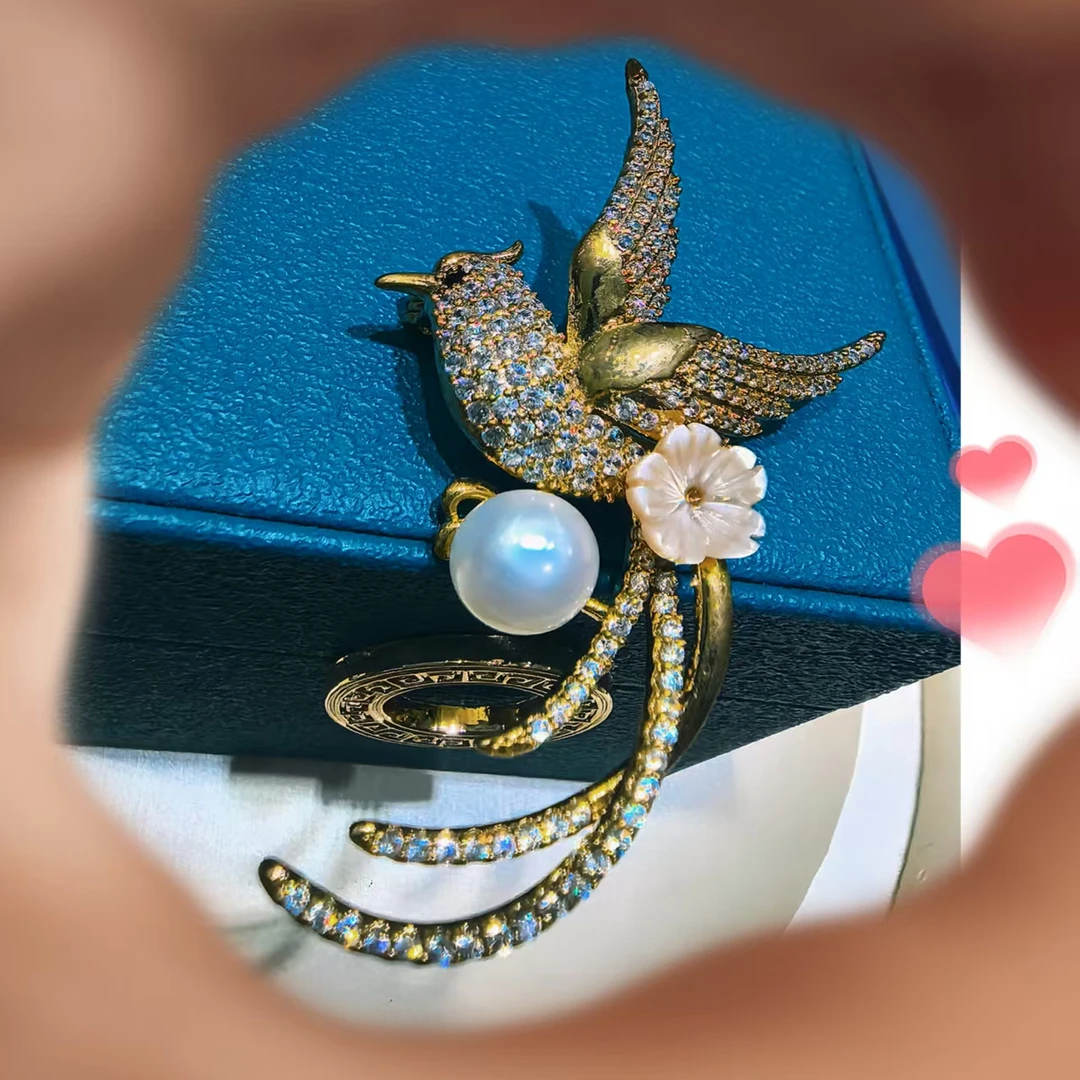 【夏清华】桃花坞喜上眉梢淡水珍珠胸针精致高雅胸花优雅时尚