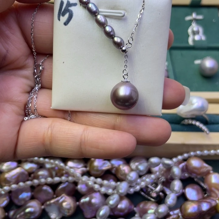 淡水珍珠项链银S925镶嵌