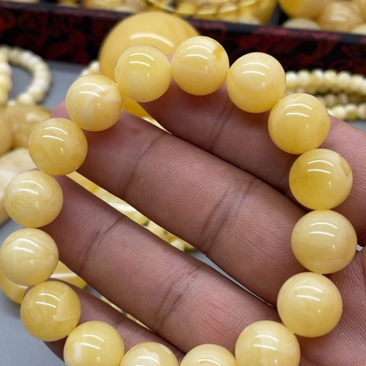 琥珀未镶嵌裸石手串