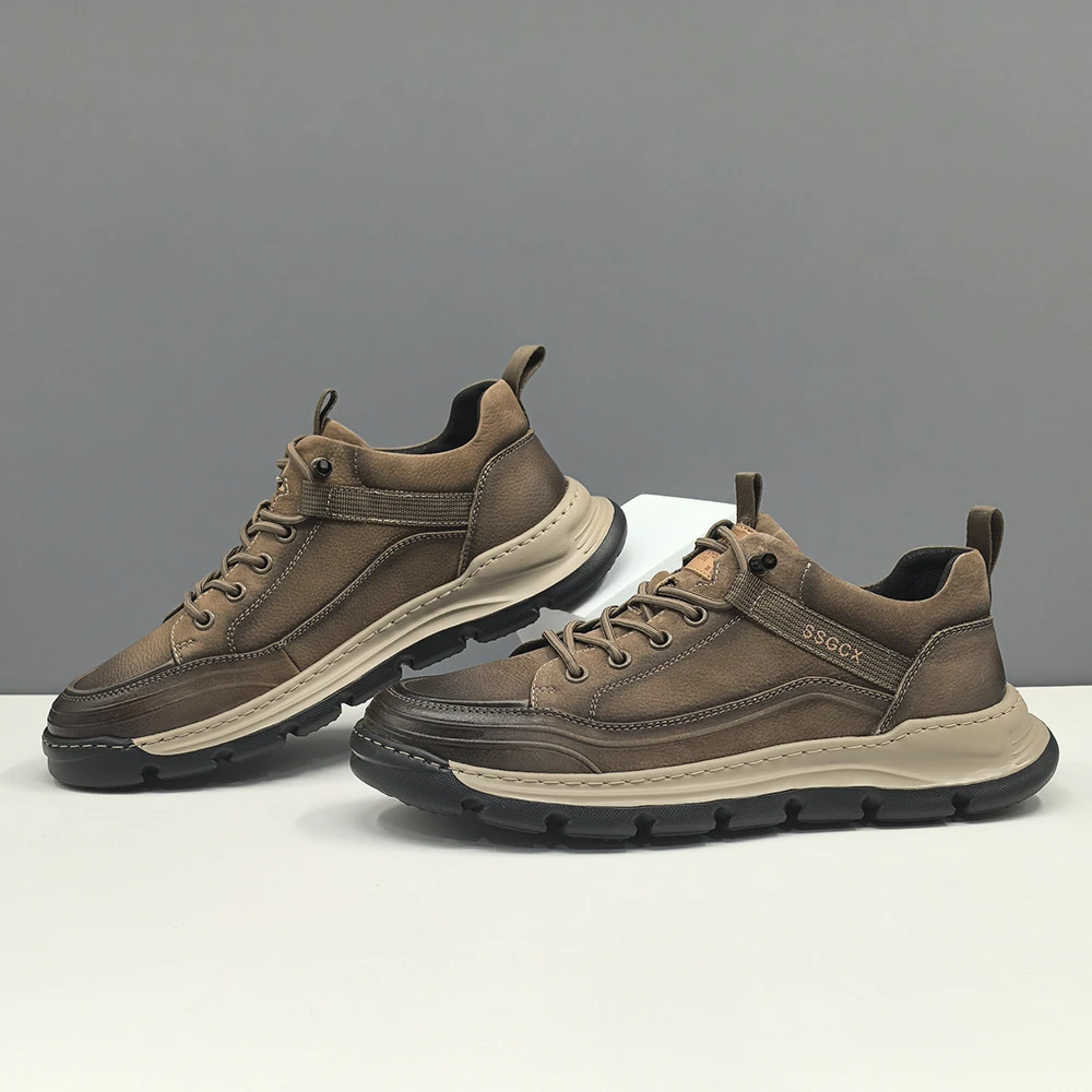 欧洲站男鞋复古头层牛皮运动休闲鞋子男款个性板鞋小众透气潮鞋男