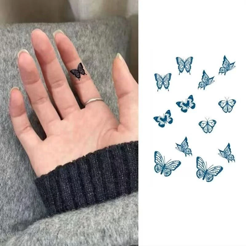 草本果汁纹身贴小蝴蝶手指款小图案少女纹身贴女防水持久纹身贴