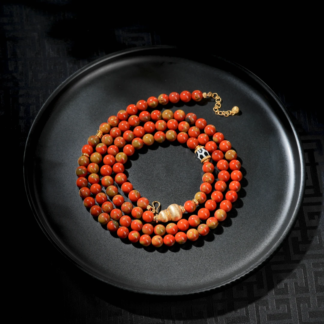 【博姐臻选】溪梦·南红蓝皮老料18K传世级108项链D6453