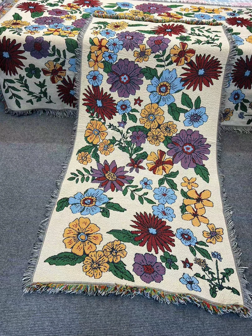 【繁花】±5cm流苏沙发毯靠背巾单座多座沙发巾