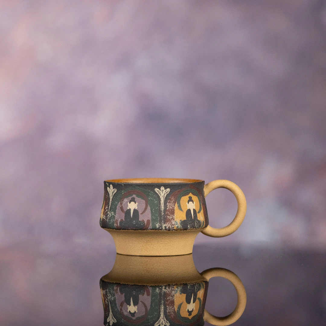 【利贞l敦煌·烟霞千佛杯】原矿柴烧约140cc手工制茶具SSZS