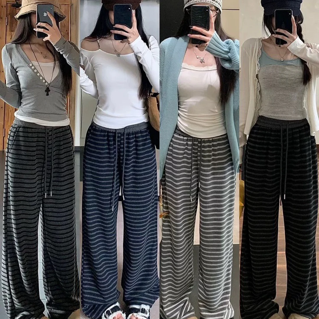C1/14/7718大条纹松紧腰裤