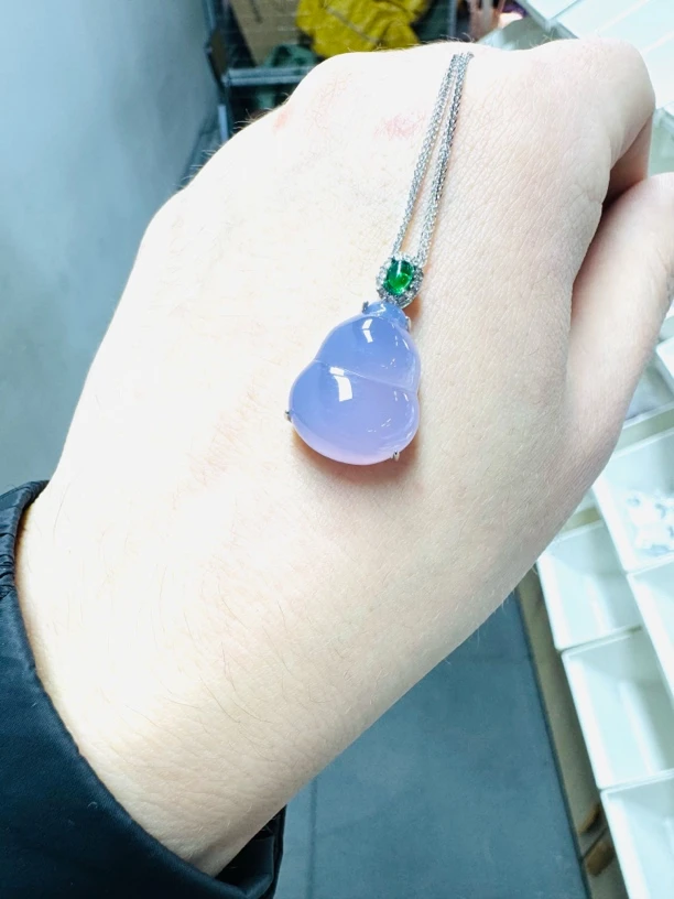 S925银天然玛瑙玉髓福禄吊坠/2877