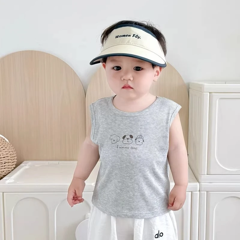 男女宝宝夏季衣服薄款无袖T恤儿童背心凉快人棉小童上衣