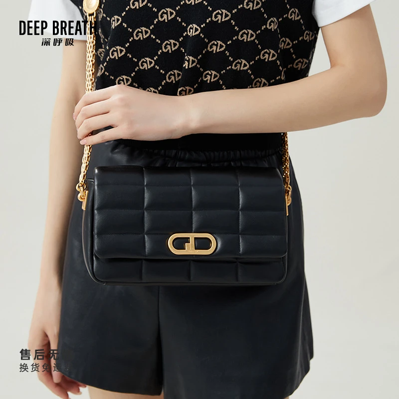 DEEP BREATH深呼吸女包新款长方格五金链条斜挎AB10213