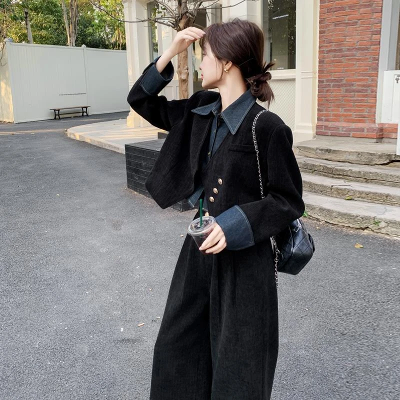 法式复古高级感套装女2025春季新款假两件外套大方得体穿搭两件套