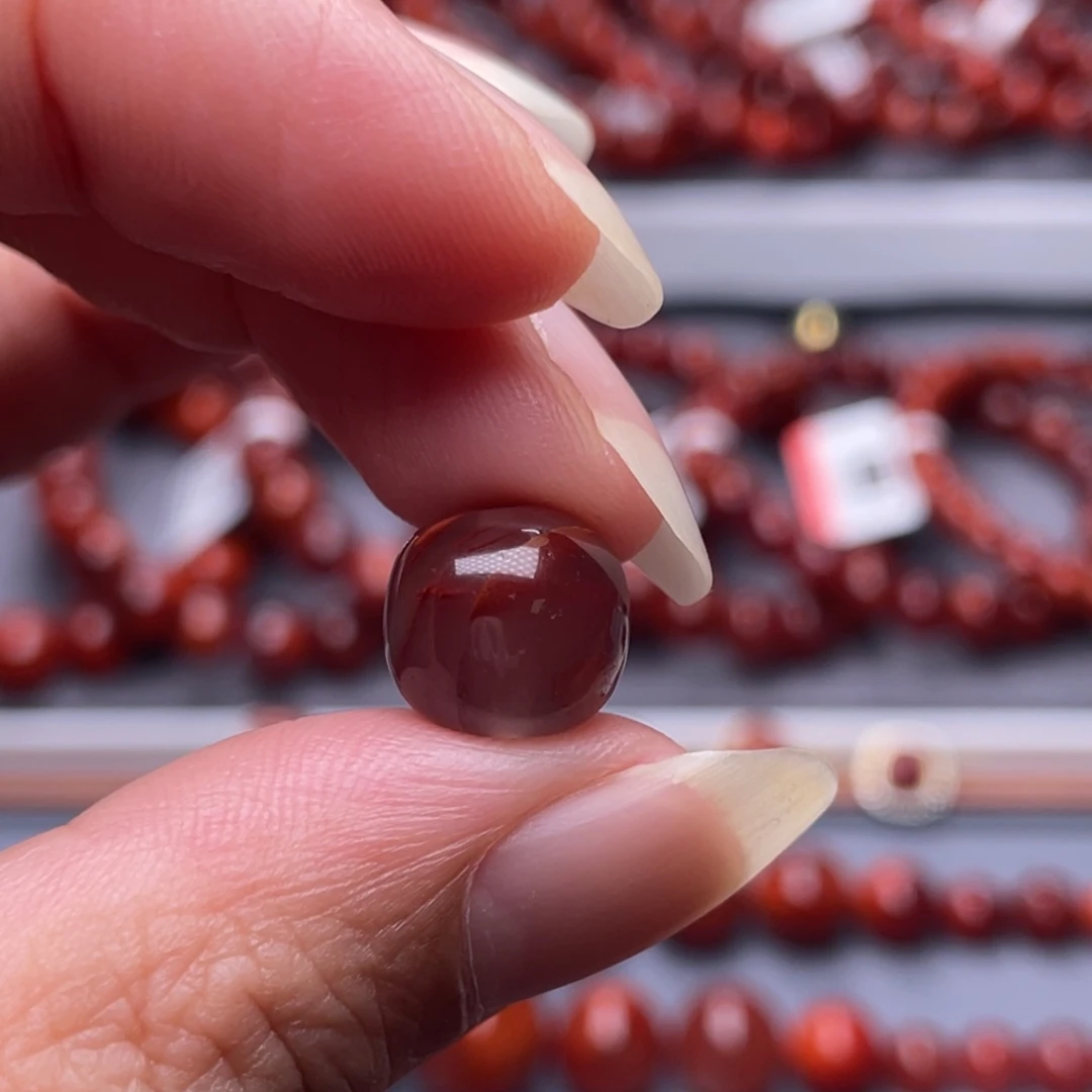 南红玛瑙未镶嵌配珠11.2mm瓦西玫瑰牛血冰底老型珠
