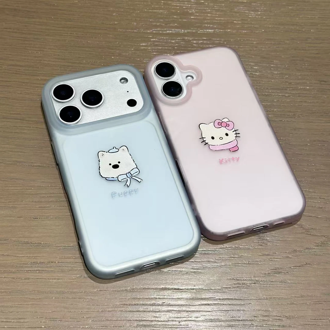 情侣西高地kt猫适用苹果17PROMAX手机壳iPhone15大孔磨砂高级感16