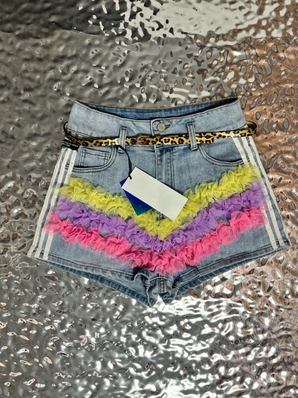 条纹牛仔短裤091