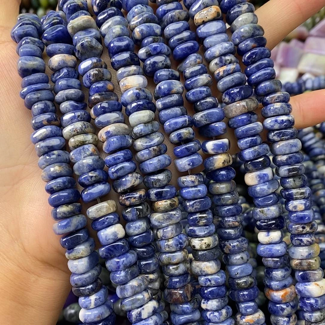 玛瑙/玉髓未镶嵌珠宝半成品卡十蓝纹隔片一条