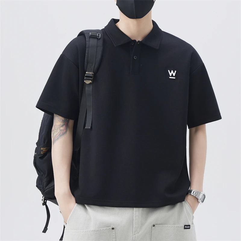 冰丝Polo衫男短袖夏季2025新款潮牌体恤衫男士痞帅男装T恤上衣服