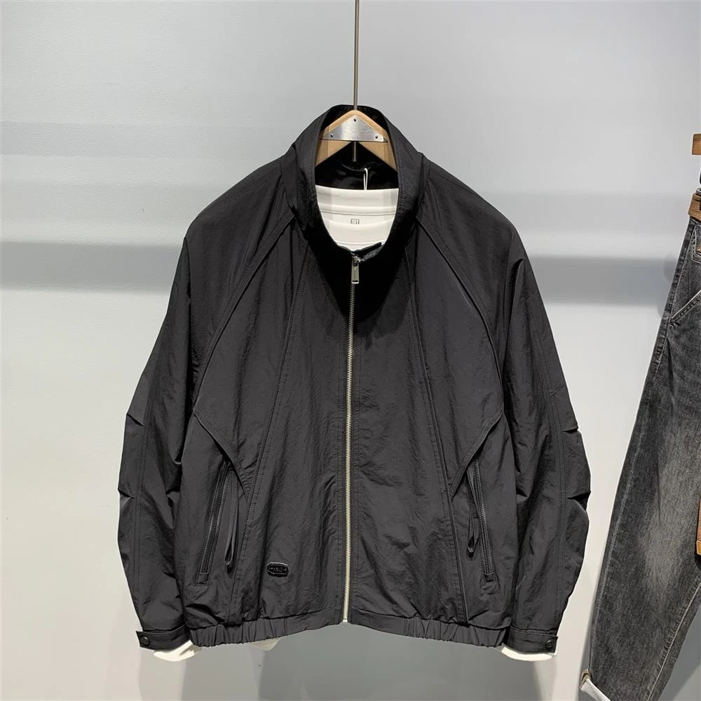 春季新款男士简约薄款立领夹克日系青年时尚高级百搭工装短款外套
