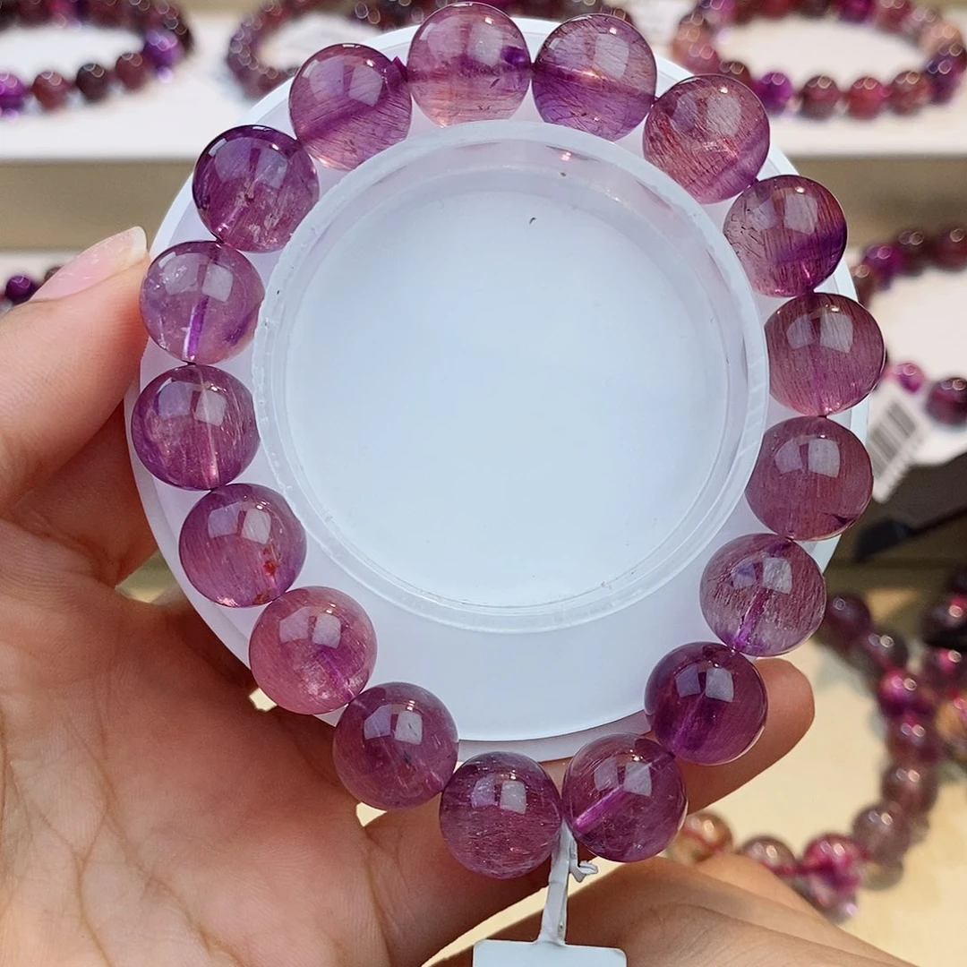 水晶未镶嵌手链紫粉超七12+