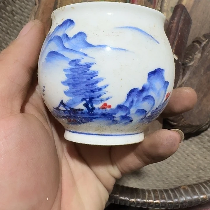 信***变摆件陶攀登高峰艺术瓷器杯子