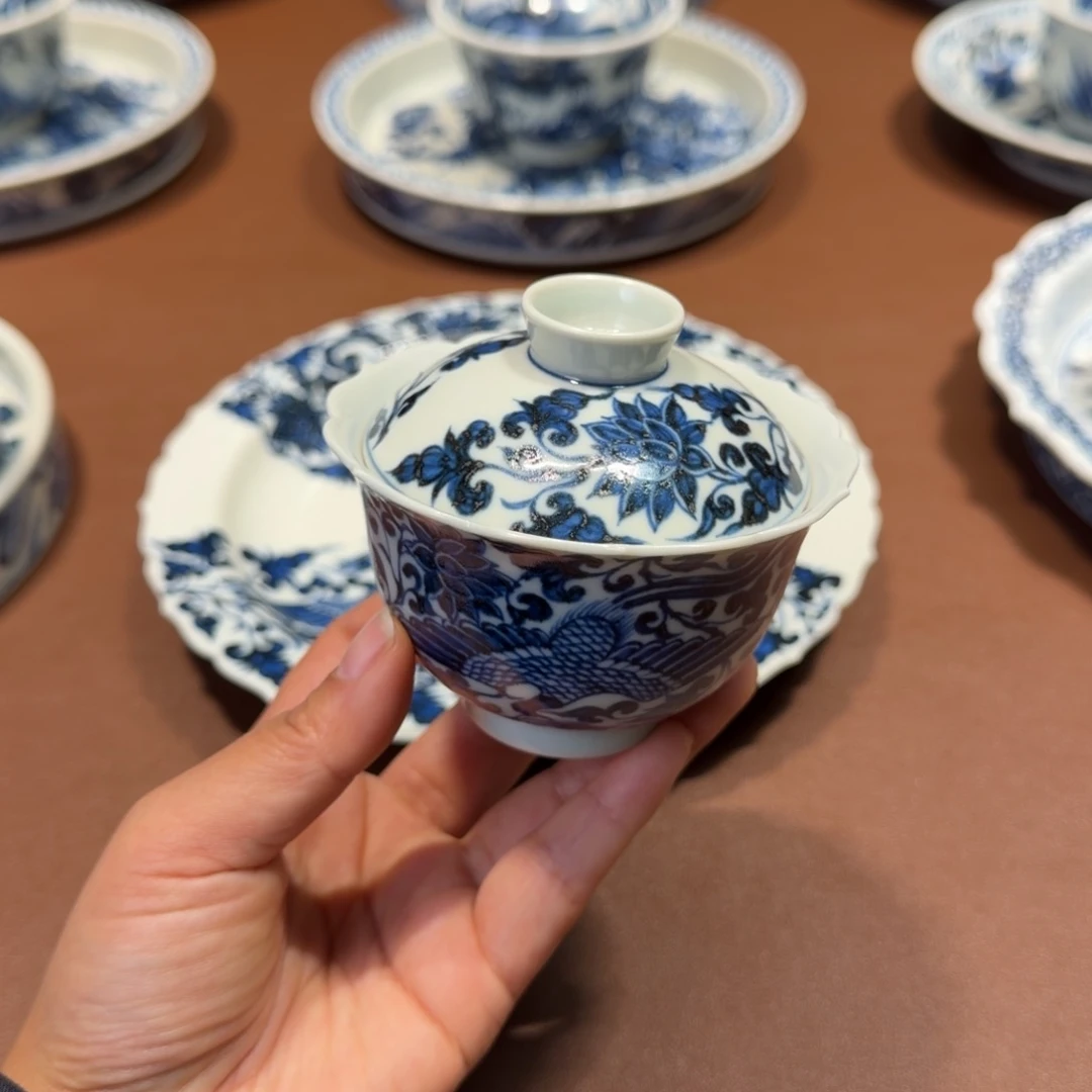 手工手绘茶具盖碗