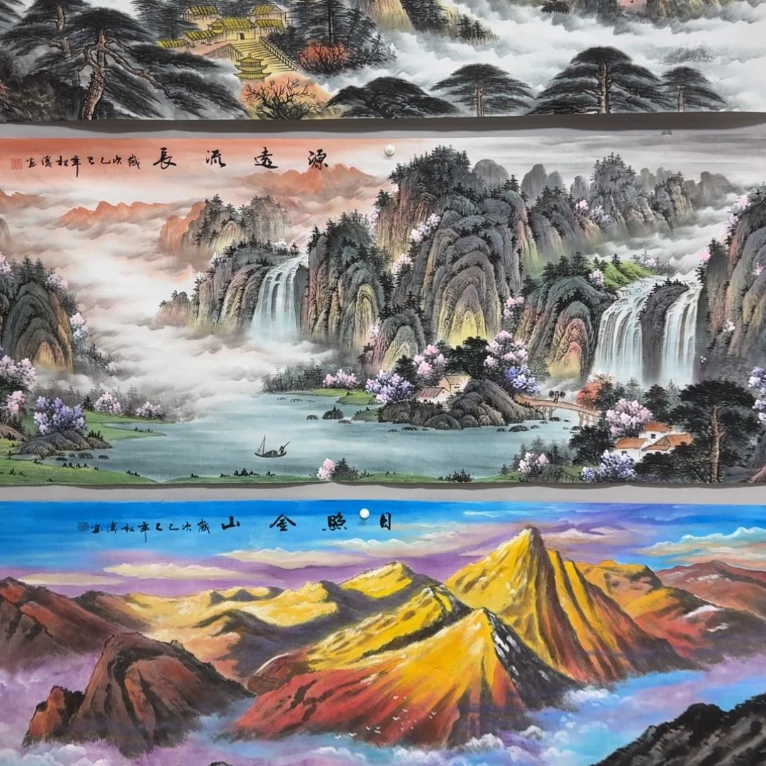 厨***购国画尺寸70X180纯手绘作品