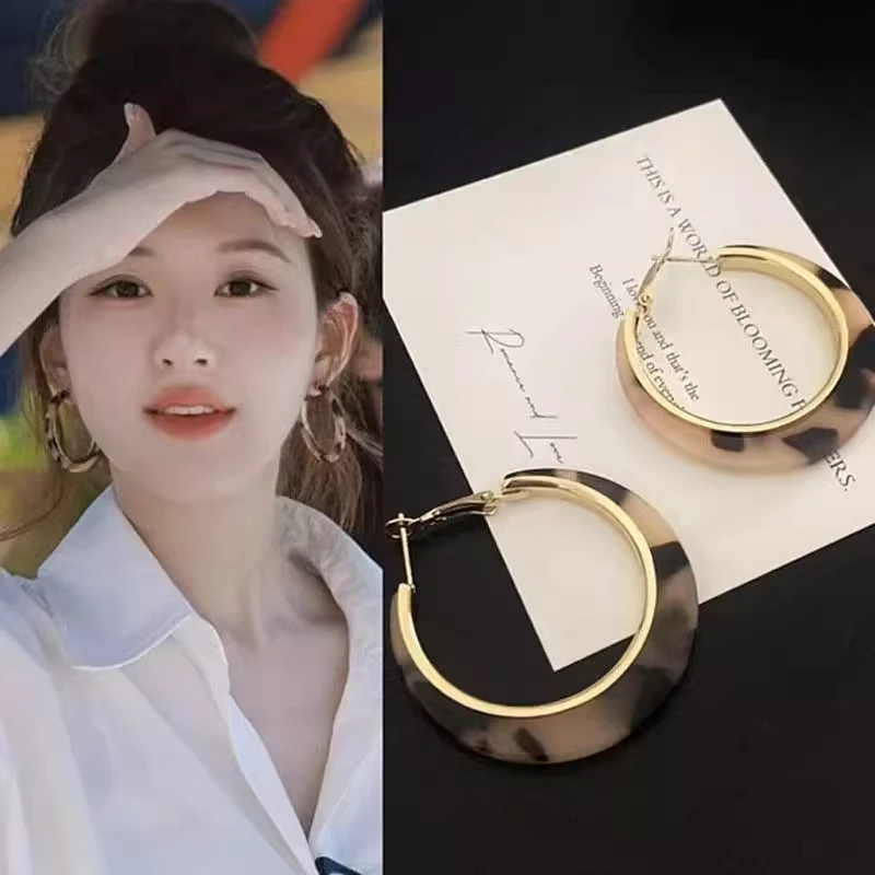 合金耳饰 8135时尚百搭豹纹圈圈耳环A-06