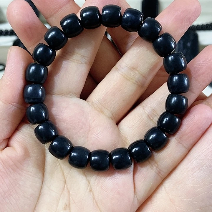 手链未镶嵌和田玉（墨玉）卡10精工直切手串