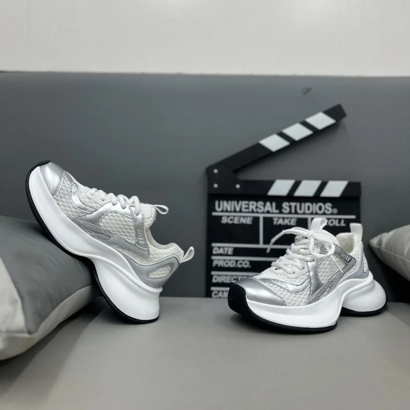 玛古芭老爹鞋男款高级感痞帅轻奢网面透气运动鞋厚底增高休闲男鞋