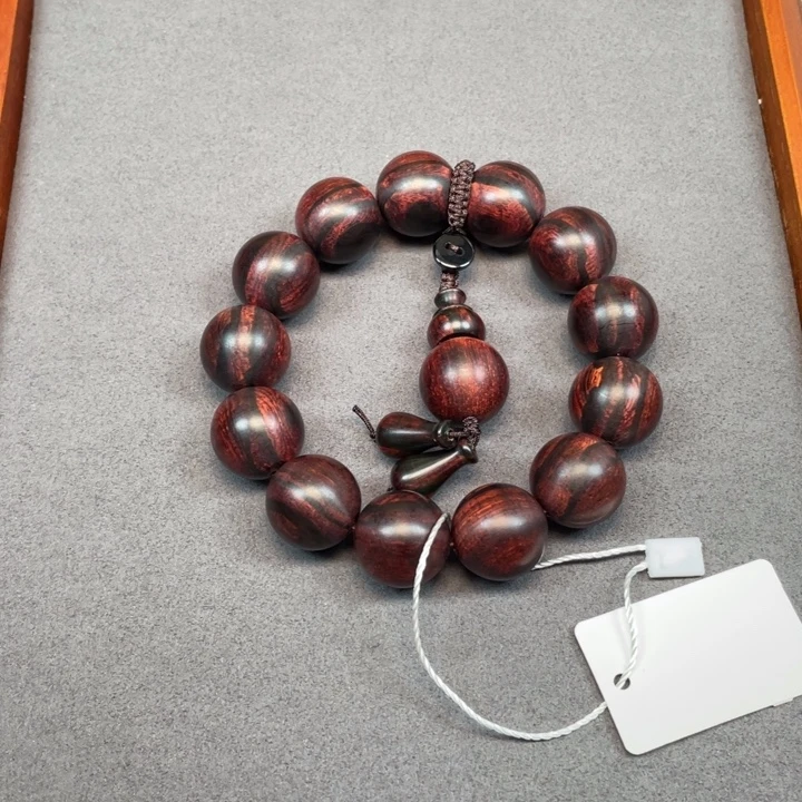 森***木黄花梨/降香黄檀手串/手链海南黄花梨帝王紫山水纹18