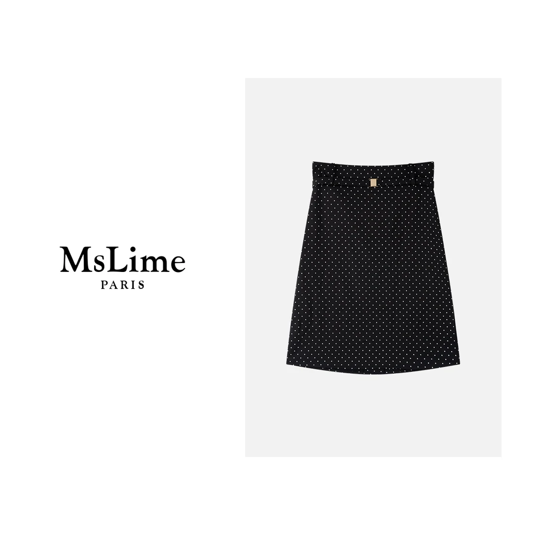 王嬛嬛MsLime25年春款”优雅曲线“气质百搭黑色半身裙 HD2A0654
