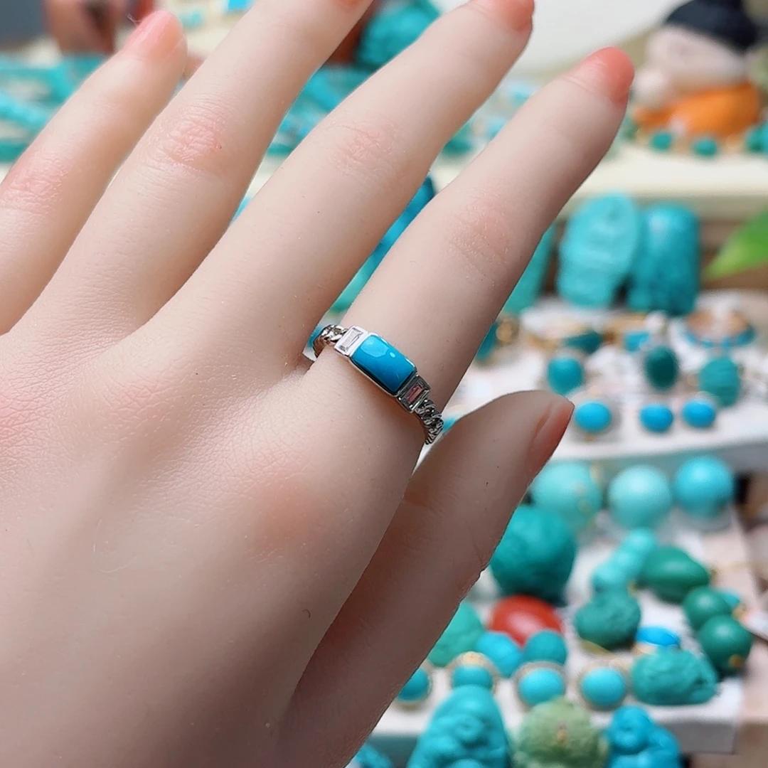 绿松石银S925镶嵌戒指