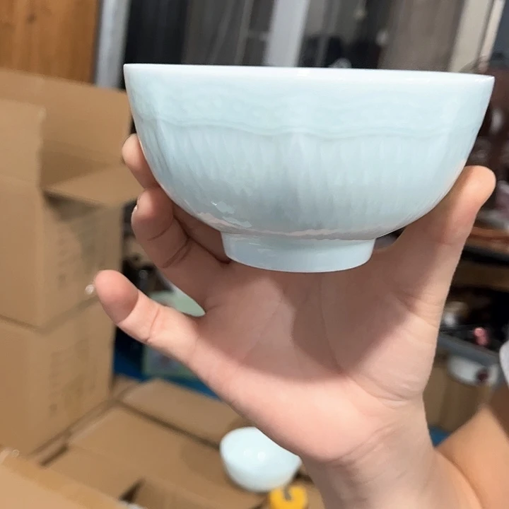 瓷片云梦青瓷4.75英寸米饭碗六个包邮