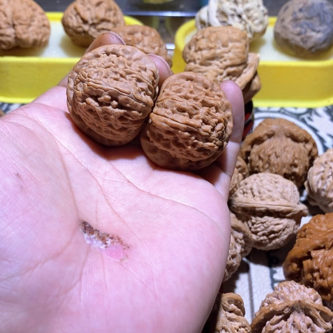 H**o文玩核桃手把件-35白狮子