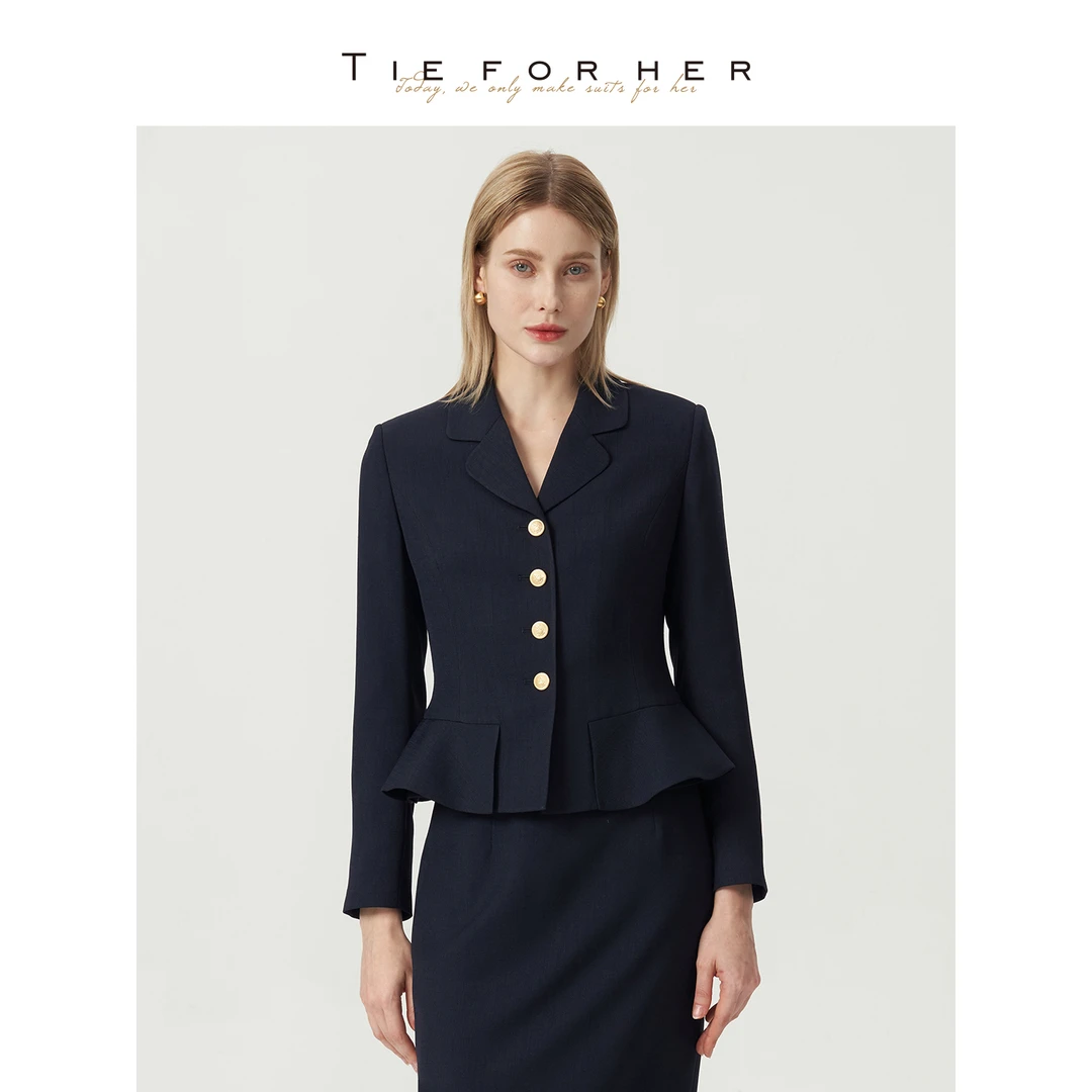 TieForHer Leiden小个子西装套装女 短外套半裙 显瘦收腰优雅通勤