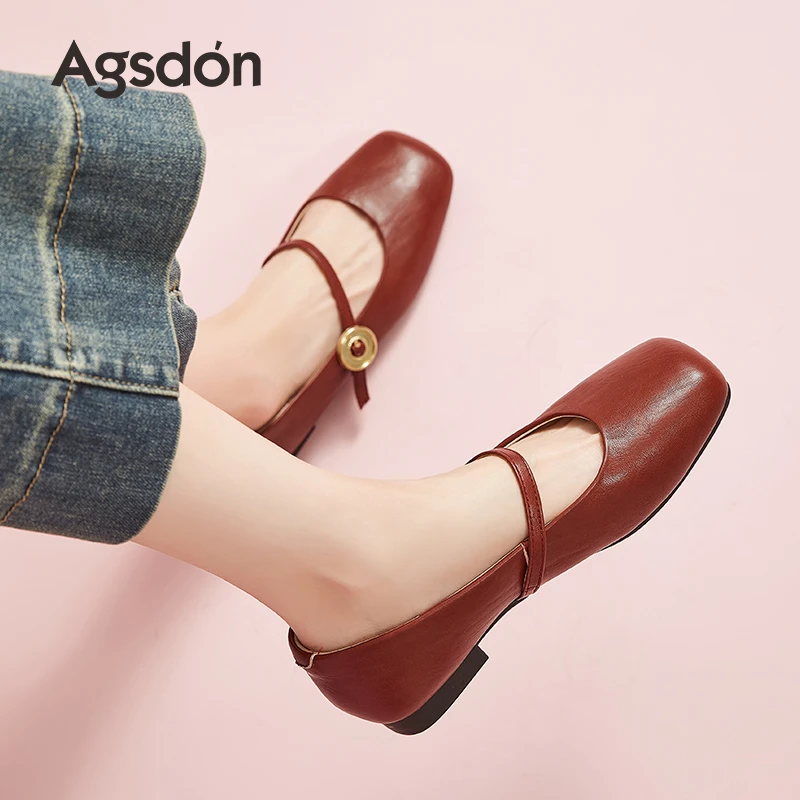 奥古狮登红色玛丽珍鞋女2025新款夏季法式绝美单鞋芭蕾风小皮鞋H