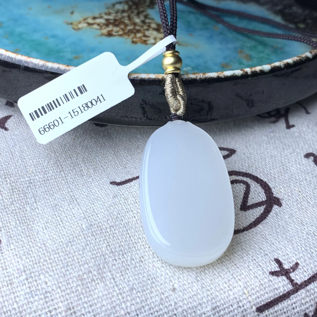 【哈轩文化 公子优选】和田白玉无事牌吊坠（多样性发其一）18004