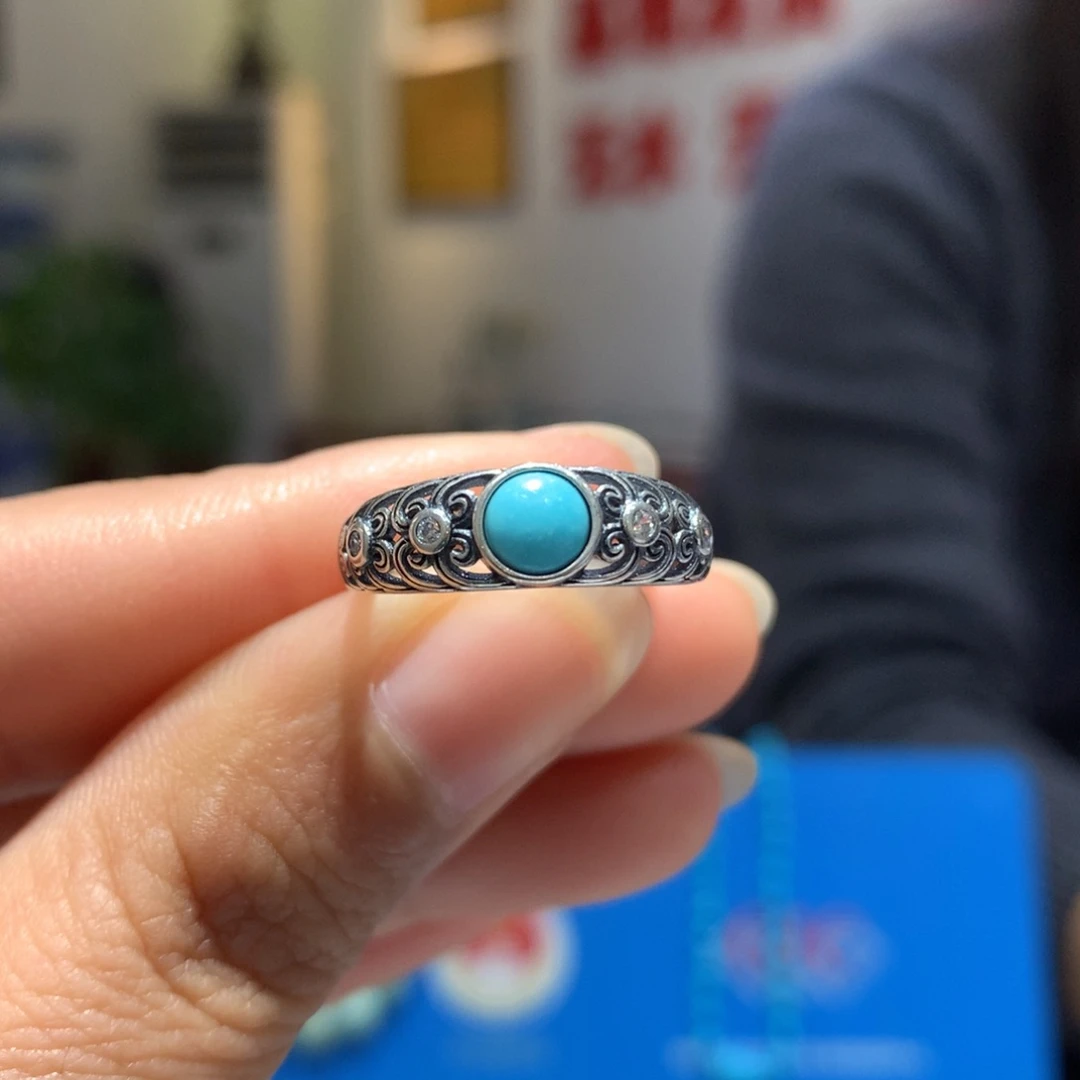 银S925镶嵌绿松石戒指