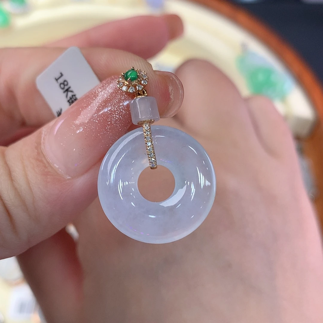 翡翠18K金镶嵌吊坠(不含链)