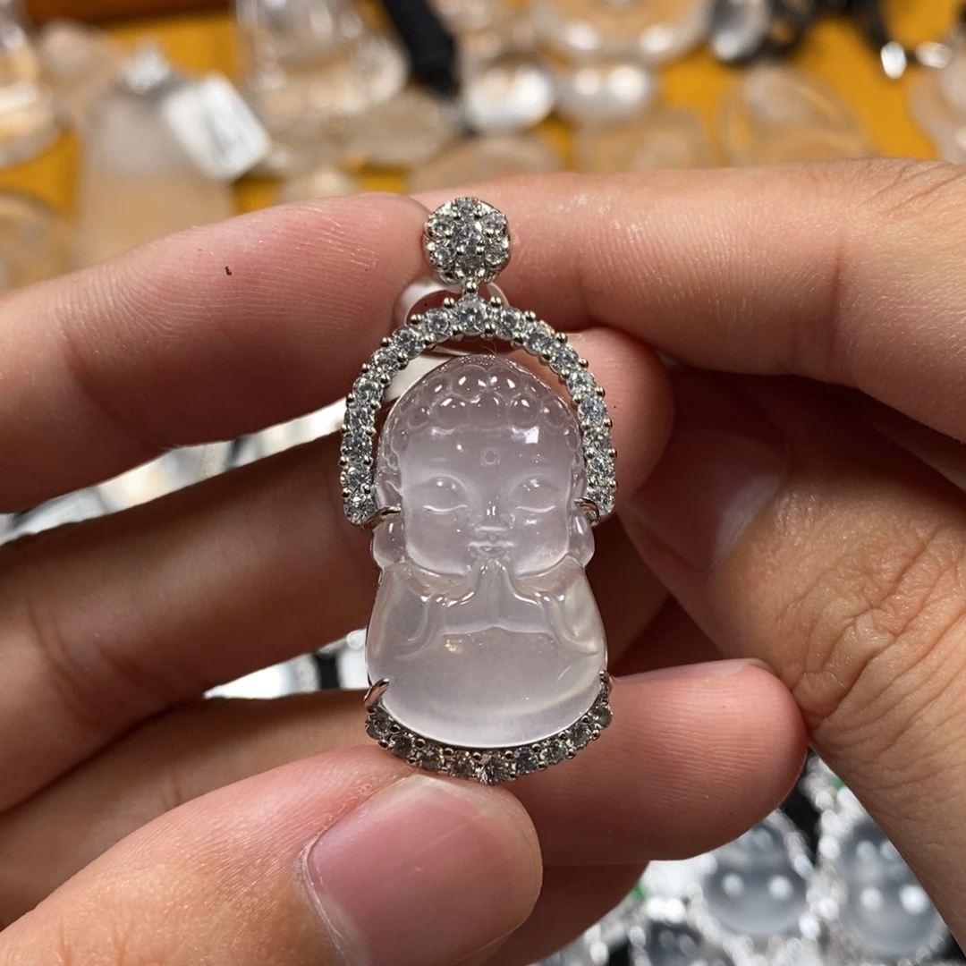 颈饰银S925镶嵌石英质玉宝宝佛