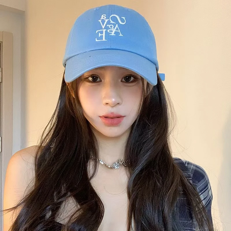 韩国ins风字母刺绣棒球帽女四季简约百搭软顶显脸小遮阳鸭舌帽男