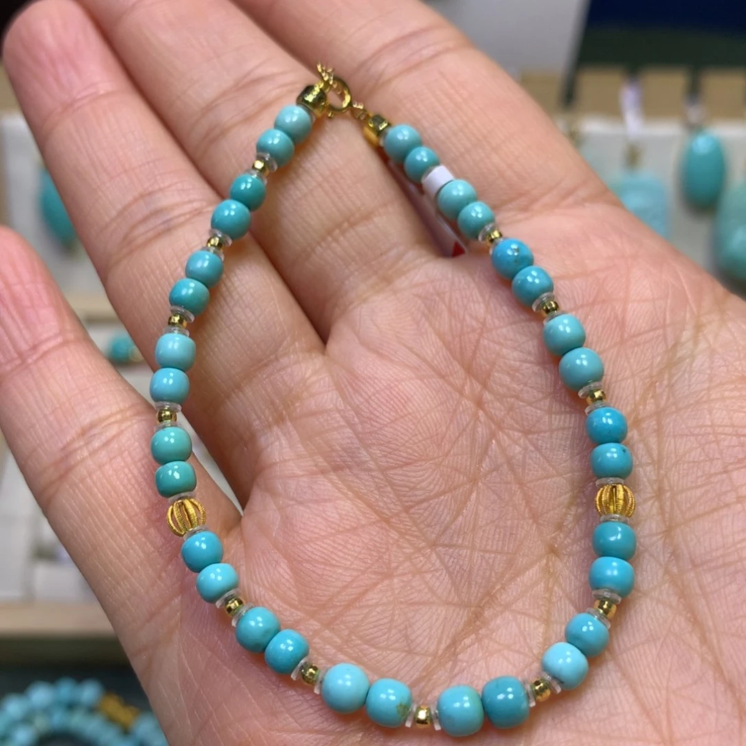 绿松石手串18K金镶嵌