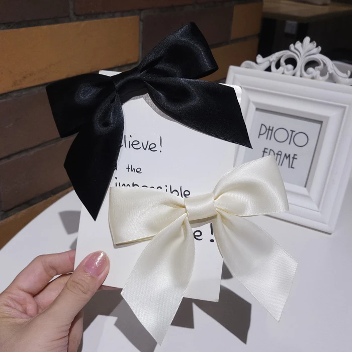 Jisoo同款黑色蝴蝶结发夹小号鸭嘴夹复古头饰马尾夹后脑勺发饰女