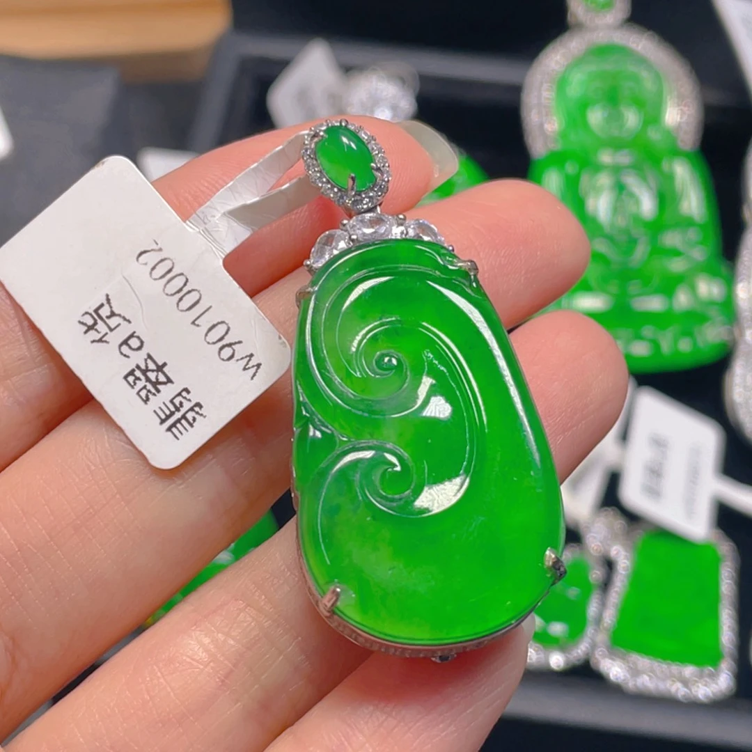 翡翠银S925镶嵌吊坠(不含链)