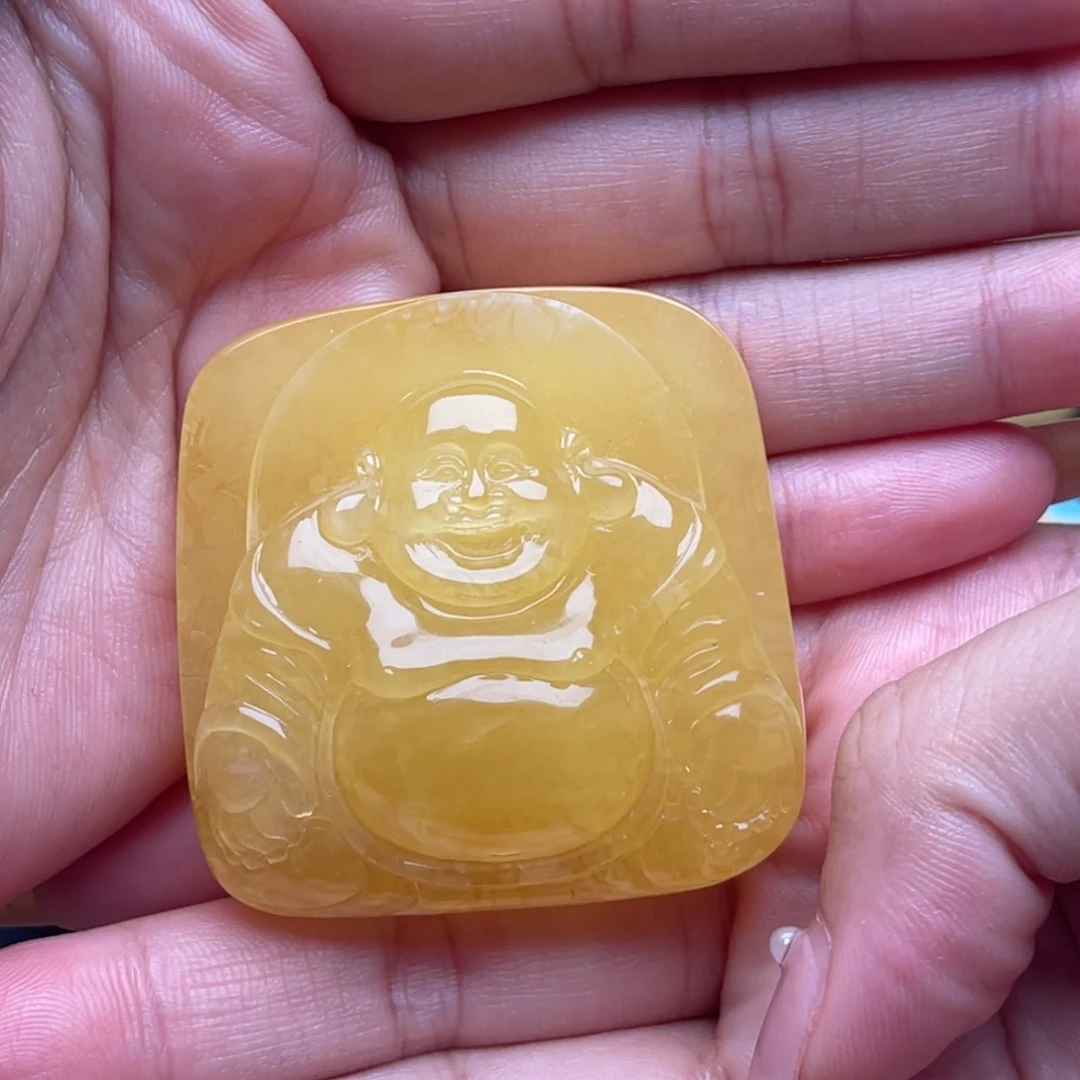 裸石琥珀未镶嵌蜜蜡吊坠笑