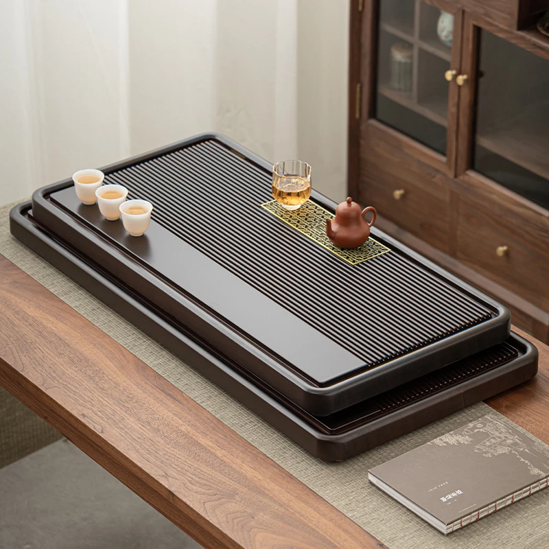竹制茶盘整块楠竹长方形功夫茶具中式客厅泡茶盘家用办公排水设计