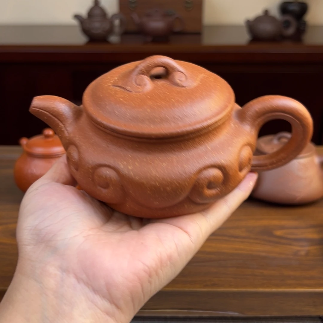 茶壶紫砂黄降坡16目仿古如意310cc