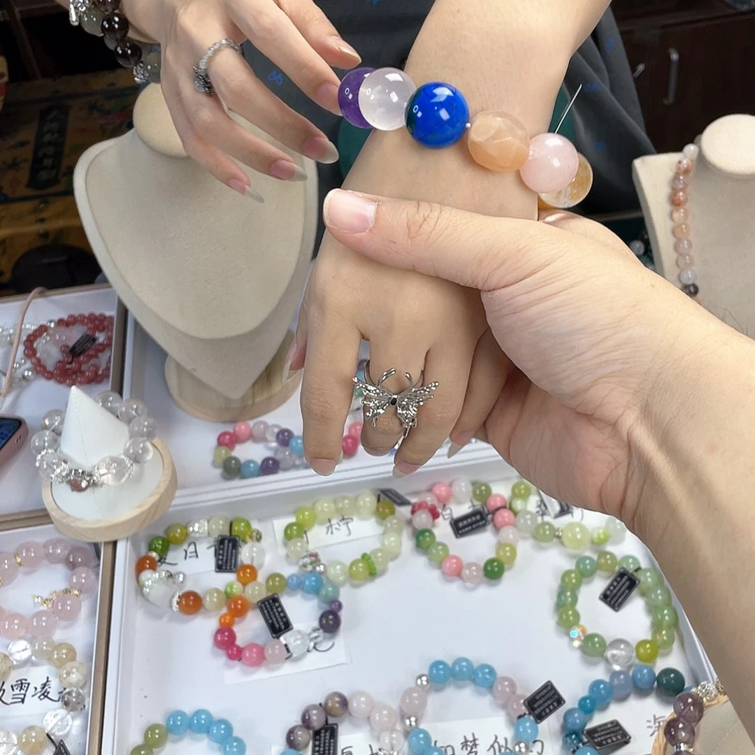 水晶手链银S925镀金镶嵌