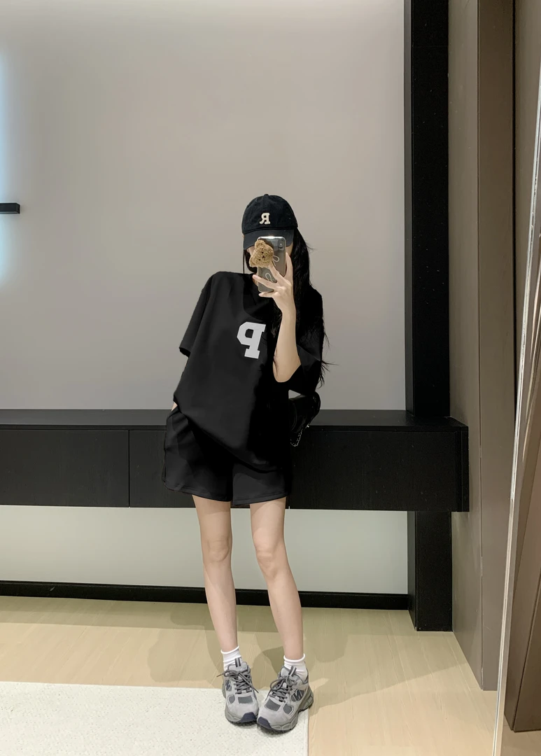 欧货黑色减龄夏季休闲运动套装女气质套装女夏2025新款爆款洋气